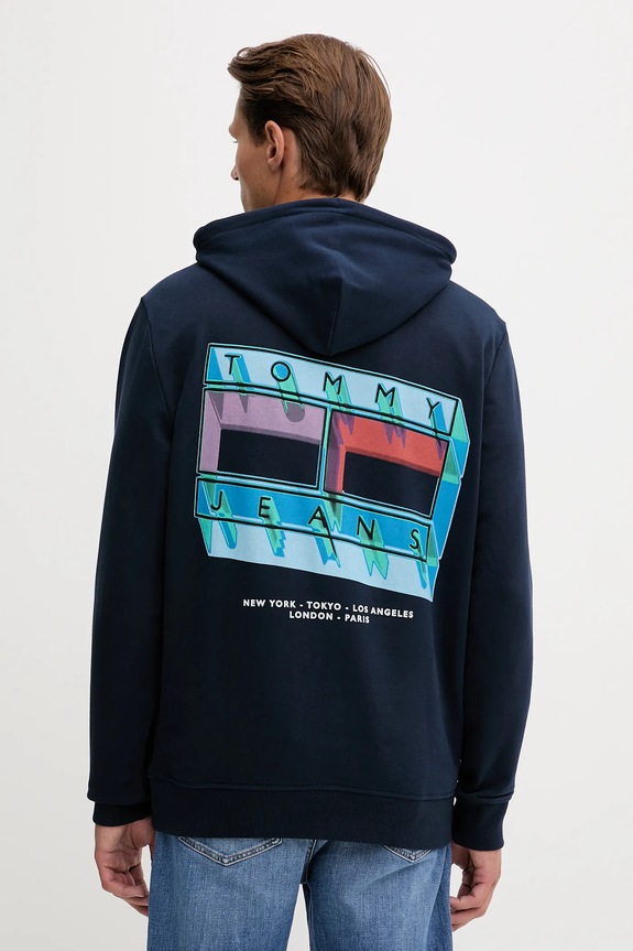 Ρούχα Βαμβακερή μπλούζα Tommy Jeans DM0DM22077 σκούρο μπλε