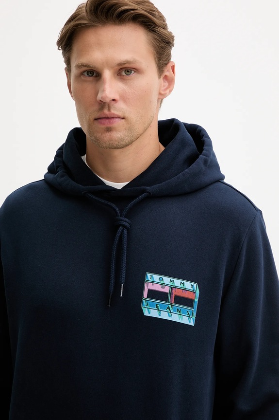 Βαμβακερή μπλούζα Tommy Jeans DM0DM22077 σκούρο μπλε