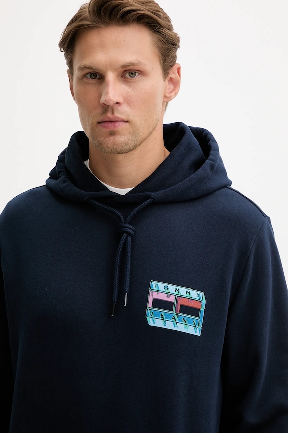 Βαμβακερή μπλούζα Tommy Jeans DM0DM22077 σκούρο μπλε