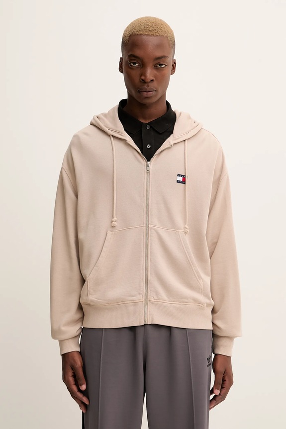 Bavlnená mikina Tommy Jeans bavlna béžová DM0DM22080