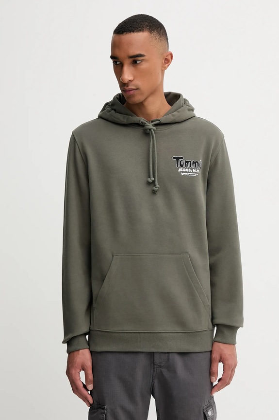 Bavlnená mikina Tommy Jeans bavlna zelená DM0DM22086