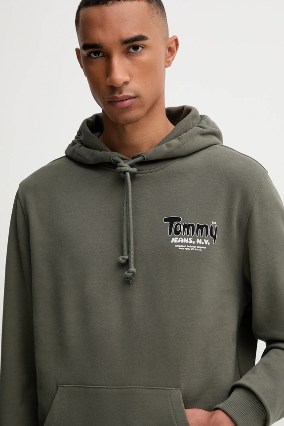 Bavlnená mikina Tommy Jeans zelená DM0DM22086