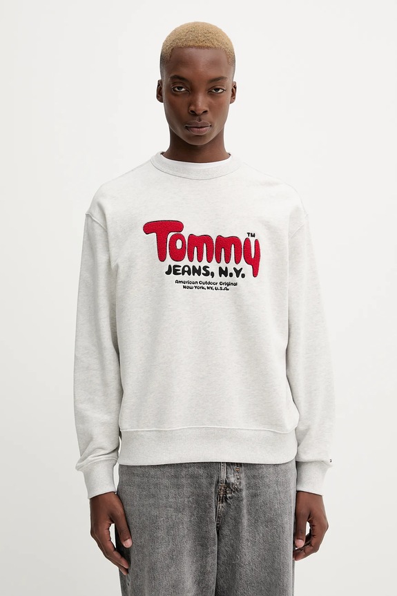 Bavlnená mikina Tommy Jeans bavlna sivá DM0DM22087
