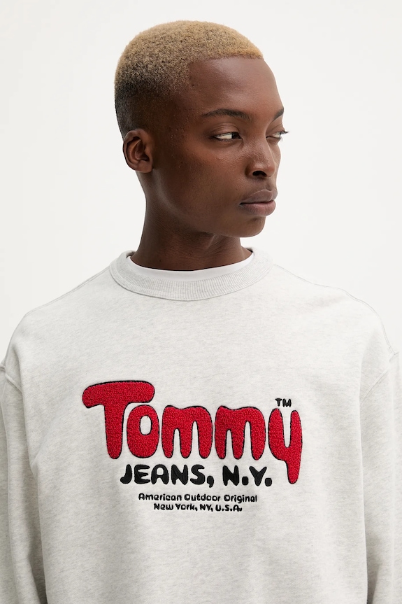 Bavlnená mikina Tommy Jeans sivá DM0DM22087