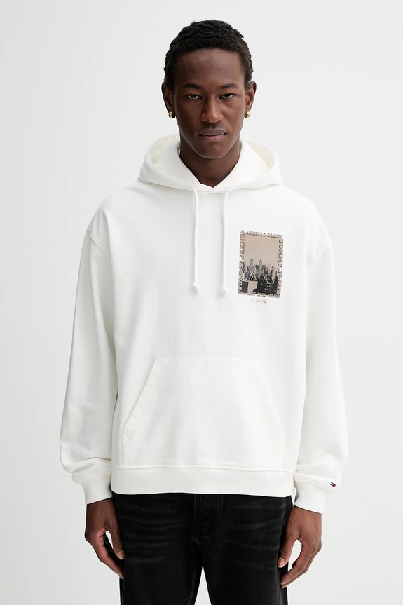 Bombažen pulover Tommy Jeans Potisk bež DM0DM22090