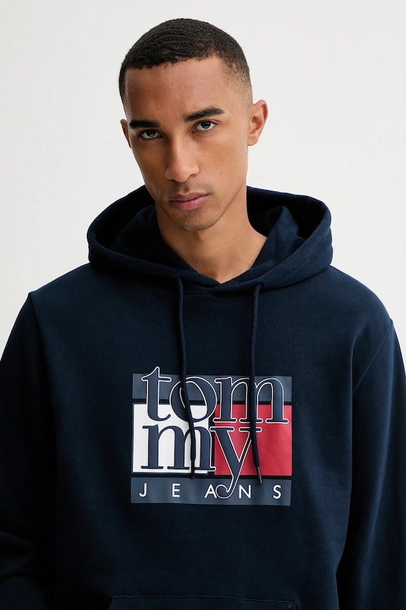 Βαμβακερή μπλούζα Tommy Jeans σκούρο μπλε DM0DM22092
