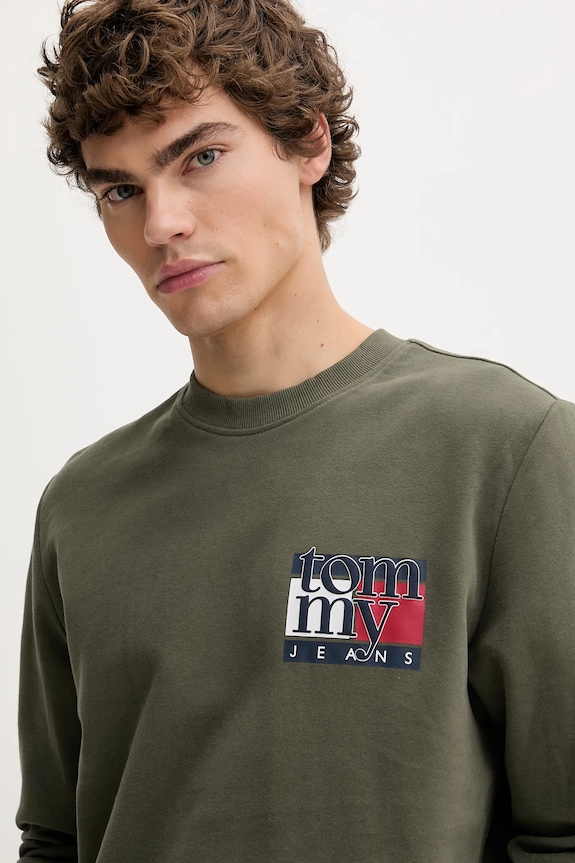 Tommy Jeans pamut melegítőfelső zöld DM0DM22093