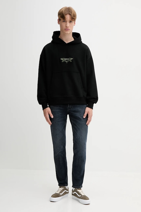 HUGO felpa in cotone Dimstone 50542558 nero AW25