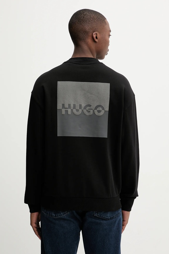 HUGO hanorac de bumbac Dusplited print negru 50542847