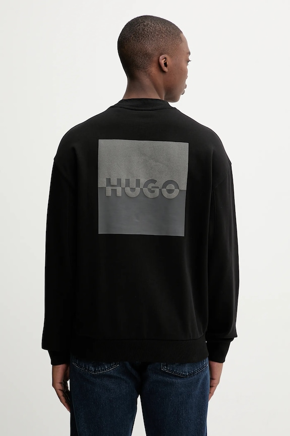 HUGO hanorac de bumbac Dusplited print negru 50542847