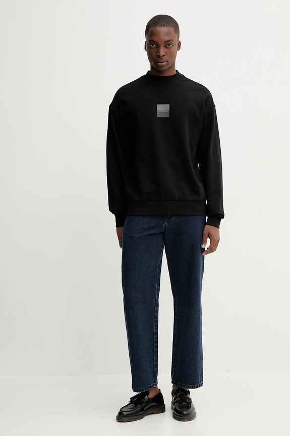 HUGO hanorac de bumbac Dusplited 50542847 negru AW25