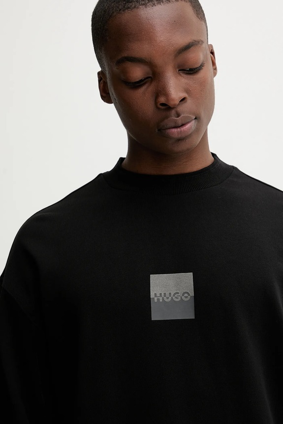 HUGO hanorac de bumbac Dusplited negru 50542847