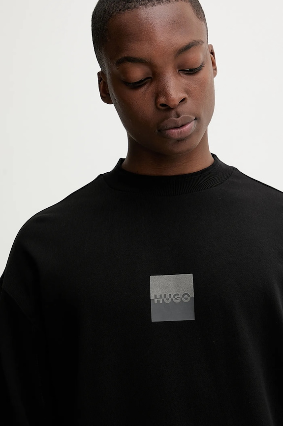 HUGO hanorac de bumbac Dusplited negru 50542847