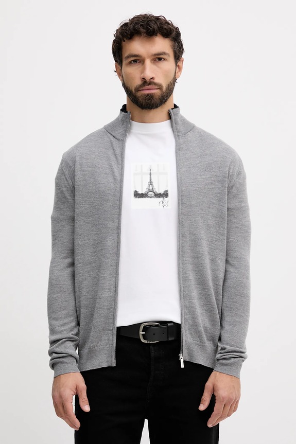 Karl Lagerfeld sweter wełniany wełna szary 554399.655004