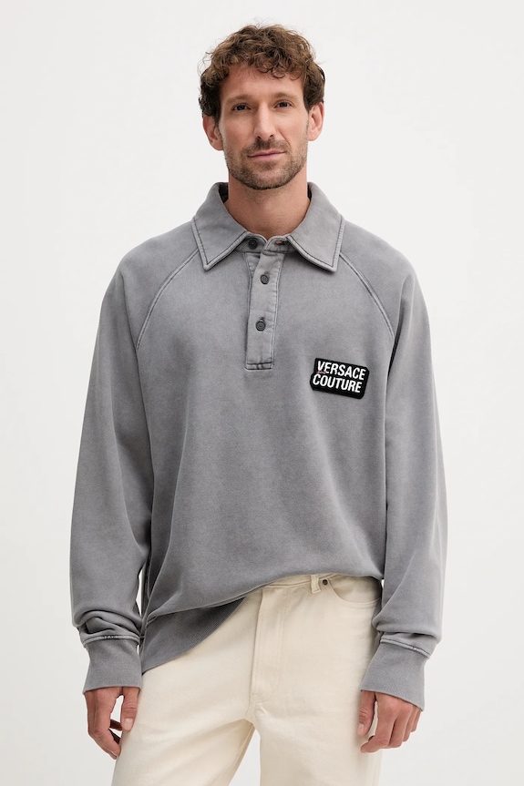 Bavlněná mikina Versace Jeans Couture bez kapuce šedá 79GAIE00.CF00E
