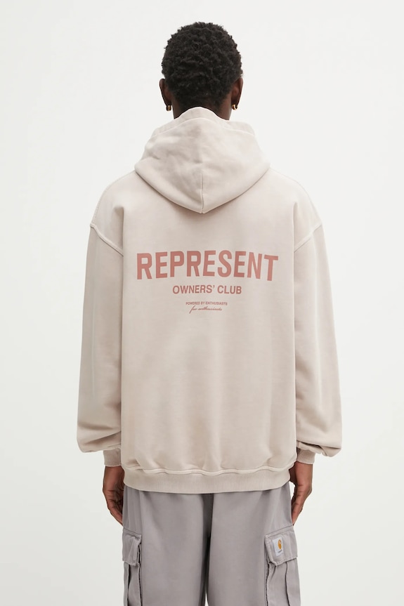 Represent hanorac din bumbac Owners Club print bej OCM41113