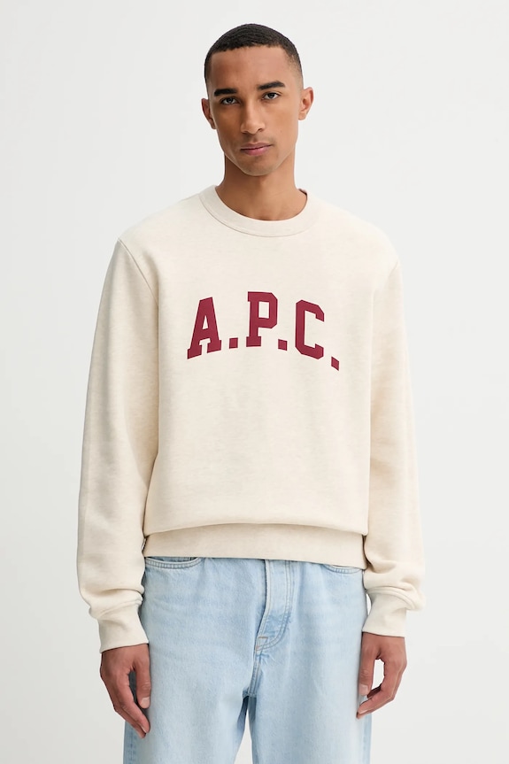 Mikina A.P.C. sweat harris - GOTS s elastanom béžová COHBR.H37012