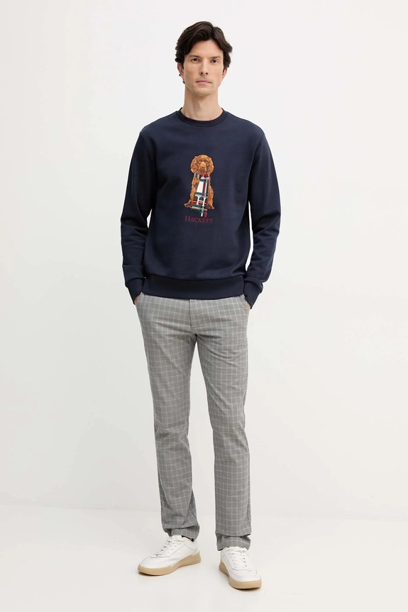 Bavlnená mikina Hackett London HM5800015 tmavomodrá AW25