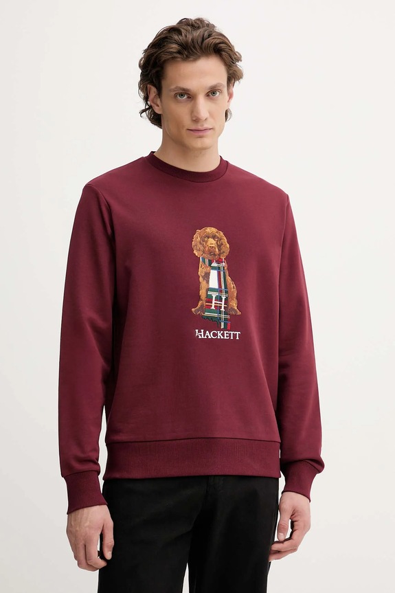 Bavlnená mikina Hackett London bavlna burgundské HM5800015