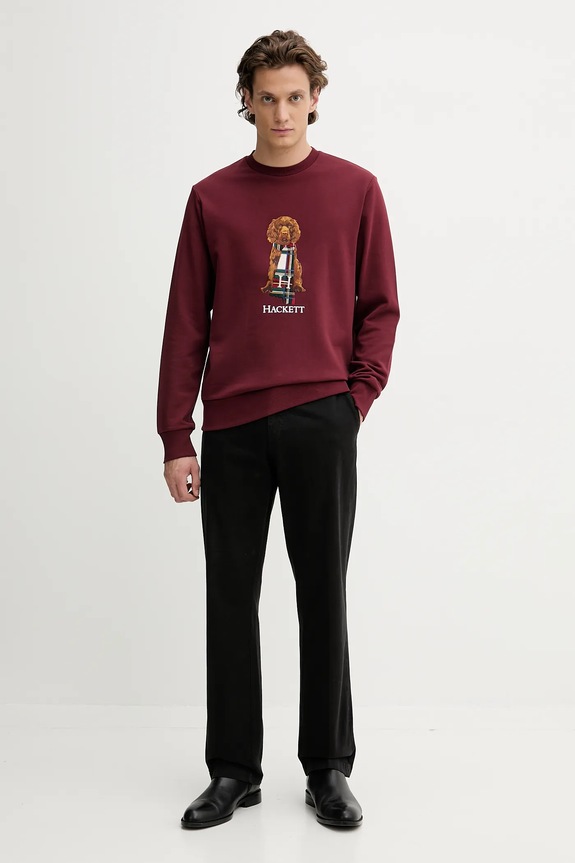 Bavlnená mikina Hackett London HM5800015 burgundské AW25