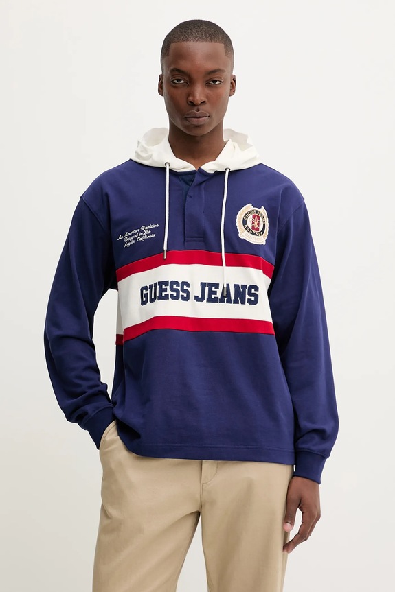 Bavlnená mikina Guess Jeans bavlna modrá M5YP08.KCYM1
