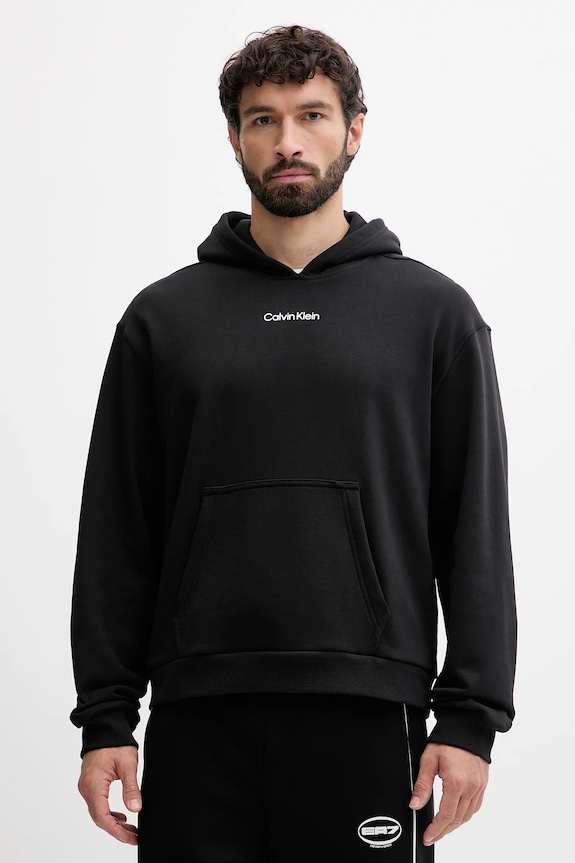 Mikina Calvin Klein Performance s kapucňou čierna LVGMF5W302