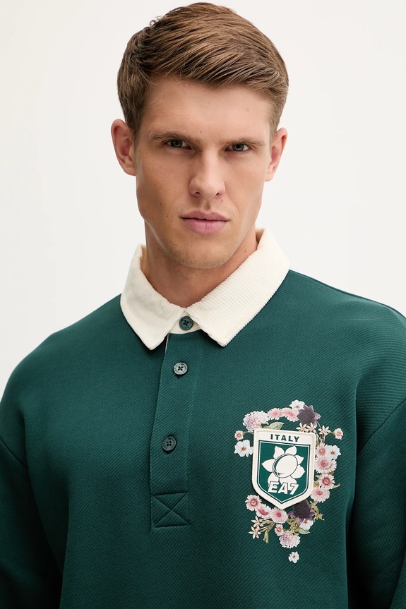 EA7 Emporio Armani hanorac de bumbac verde AF16427.7X000142