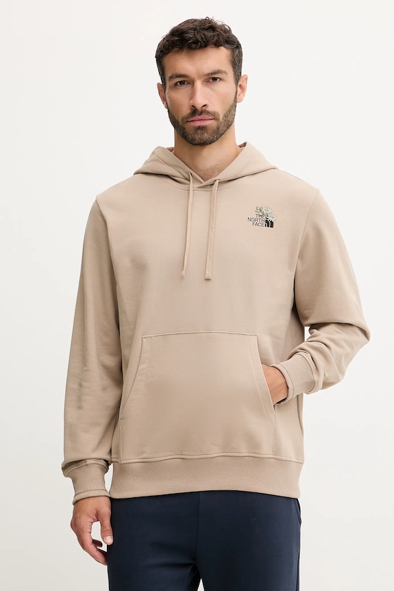 Pamučna dukserica The North Face Flowe Dome natpis bež NF0A8EGZBOX1