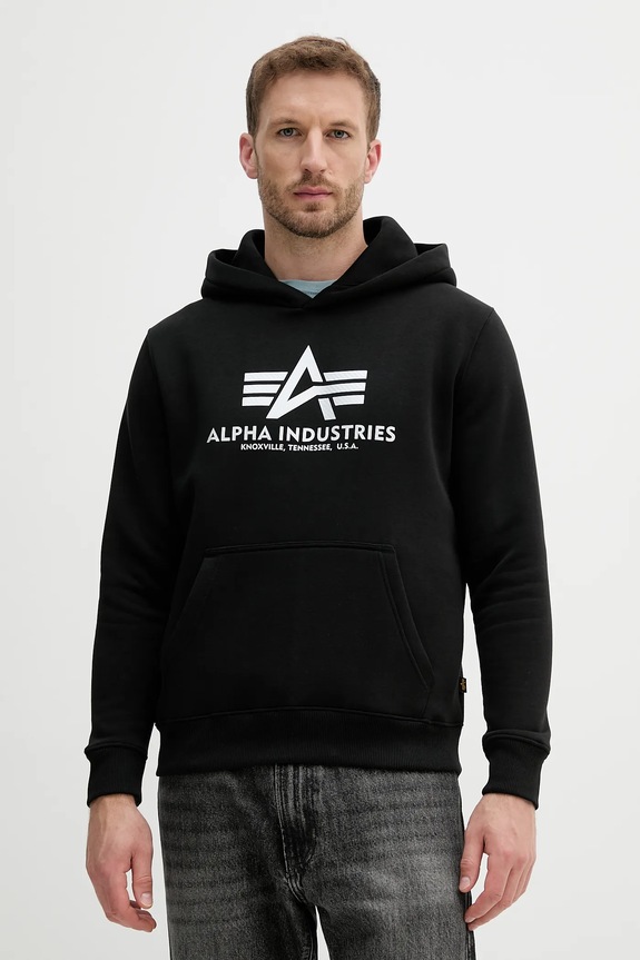 Μπλούζα Alpha Industries με κουκούλα μαύρο 146343.423