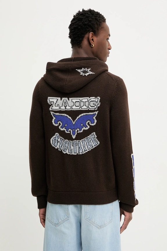 Vlnený kardigán ZADIG&VOLTAIRE vlna hnedá KMCA01266