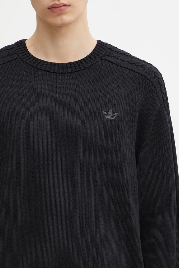 Bavlněný svetr adidas Originals P Ess Knit Crew černá JY2648