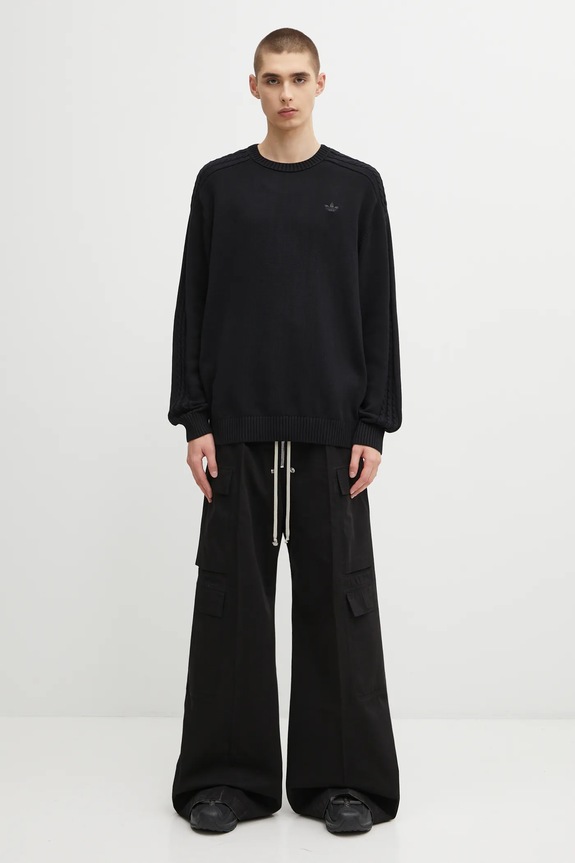 Bavlněný svetr adidas Originals P Ess Knit Crew JY2648 černá