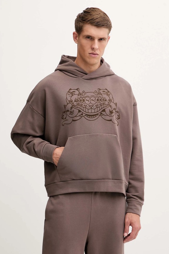 Pamučna dukserica Puma x RIPNDIP pamuk smeđa 632414