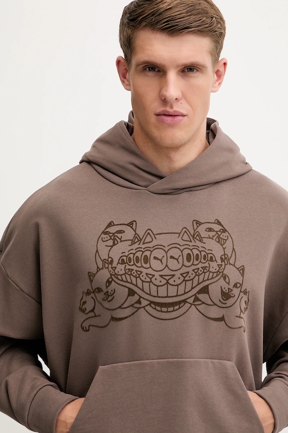 Pamučna dukserica Puma x RIPNDIP smeđa 632414