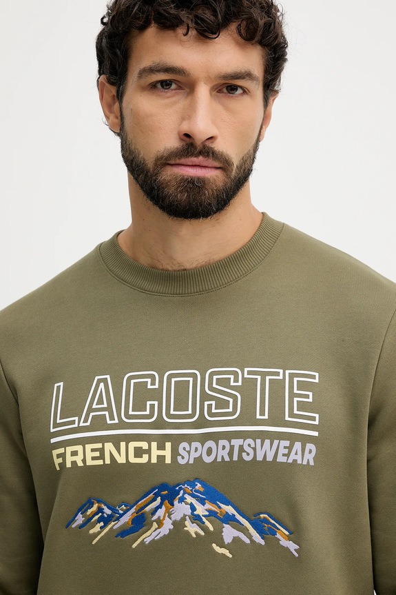 Bavlnená mikina Lacoste zelená SH5884