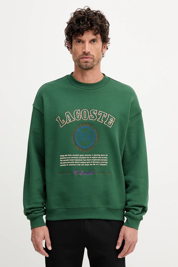 Lacoste cotton sweatshirt Planet friendly green SH5888