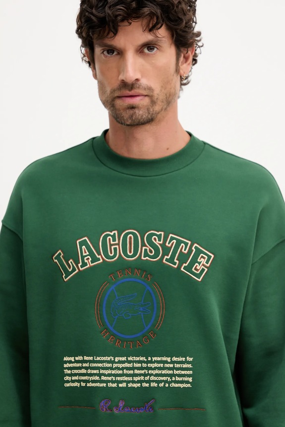 Lacoste cotton sweatshirt green SH5888