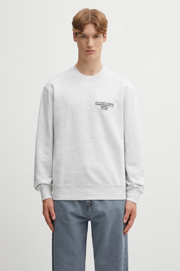 Bavlněná mikina Carhartt WIP Alumni hladký šedá I035190.482XX
