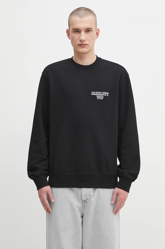 Pamučna dukserica Carhartt WIP Alumni bez uzorka crna I035190.89XX
