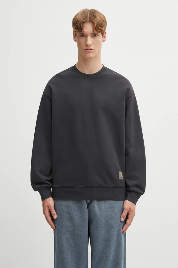 Pamučna dukserica Carhartt WIP Hudson bez uzorka siva I035186.895F
