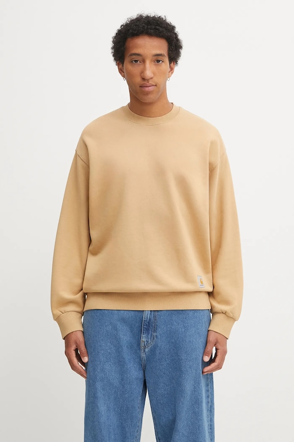Бавовняна кофта Carhartt WIP Hudson гладкий коричневий I035186.07E5F