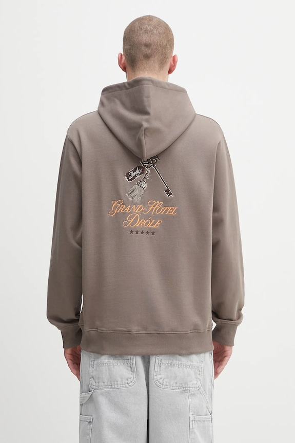 Drôle de Monsieur felpa in cotone Le Hoodie Grand HUtel stampa all-over marrone H.HO184.CO127