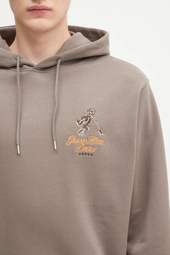 Drôle de Monsieur hanorac de bumbac Le Hoodie Grand HUtel maro H.HO184.CO127