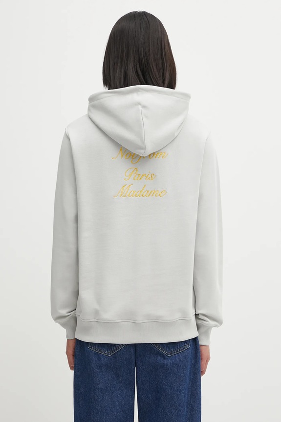 Drôle de Monsieur cotton sweatshirt Le Hoodie Slogan Calligraphy cotton gray I.HO168.CO127