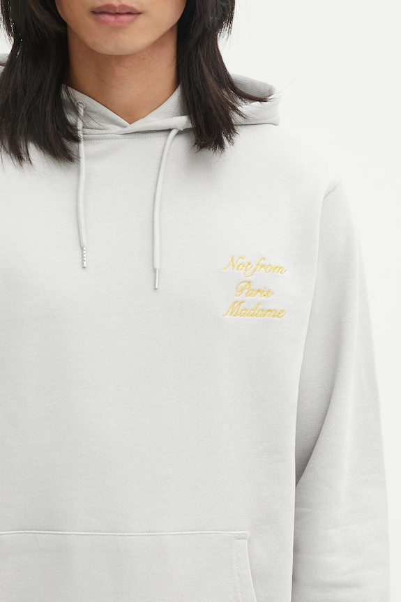 Drôle de Monsieur cotton sweatshirt Le Hoodie Slogan Calligraphy gray I.HO168.CO127