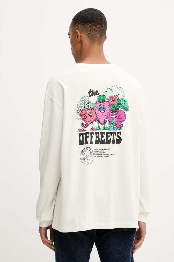 Levi's longsleeve bawełniany nadruk beżowy 005N7