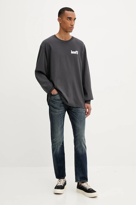 Bavlnené tričko s dlhým rukávom Levi's 005N7.0001 sivá AW25