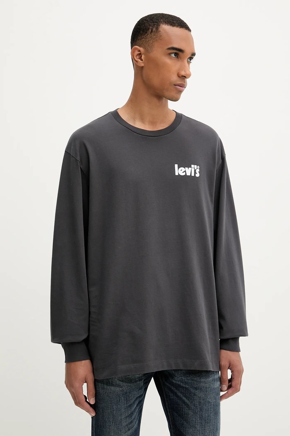 Oblečenie Bavlnené tričko s dlhým rukávom Levi's 005N7.0001 sivá