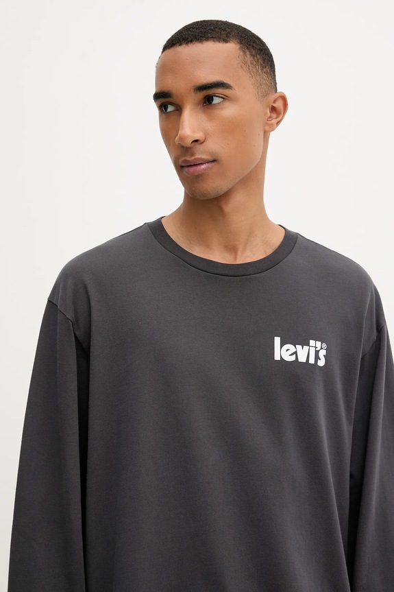 Bavlnené tričko s dlhým rukávom Levi's sivá 005N7.0001