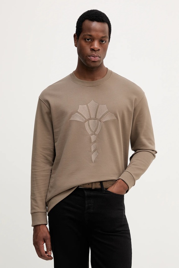 Βαμβακερή μπλούζα Joop! χωρίς κουκούλα καφέ 30046988